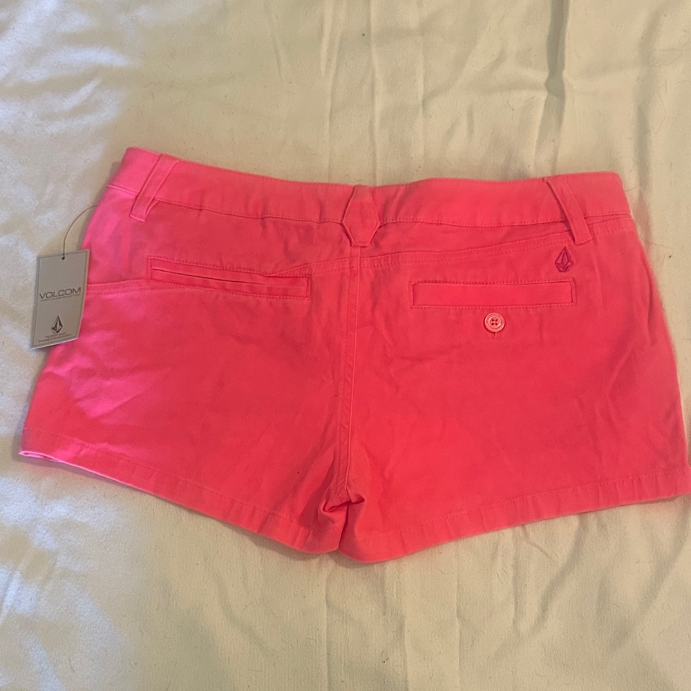 Volcom High Waist Neon Pink Shorts - Picture 2 of 3